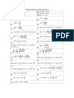 Tabela de Relações Trigonométricas