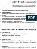 Definitions Used in Break-Even Analysis:: Fixed Cost