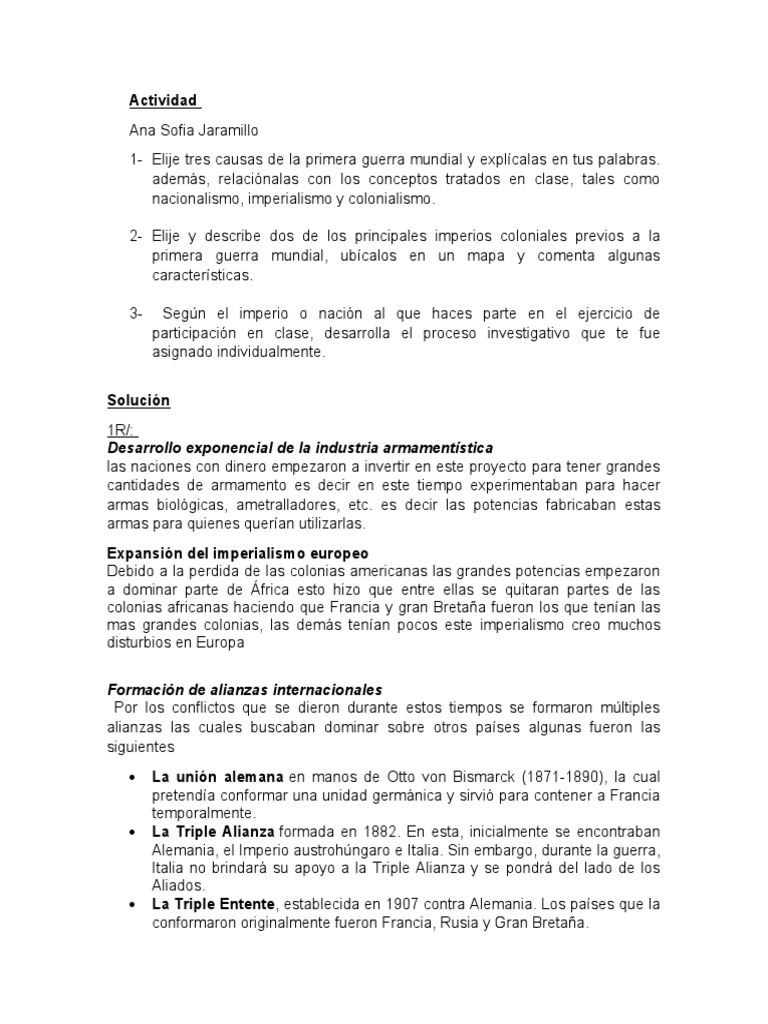 Causas y Características de la WWI | PDF | Austria Hungría | imperio Alemán