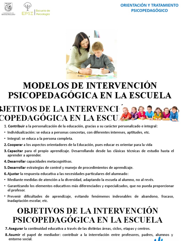 Modelos de Intervención Psicopedagógica en La Escuela | PDF ...