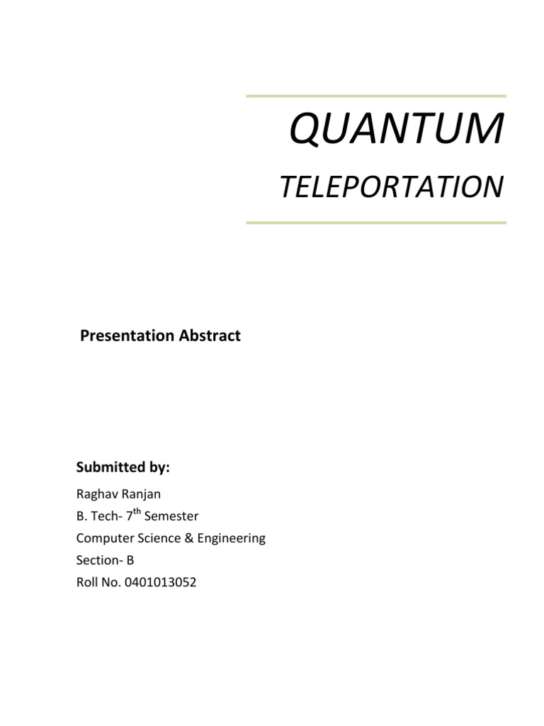 Quantum Teleportation Explained | PDF | Quantum Entanglement | Photon