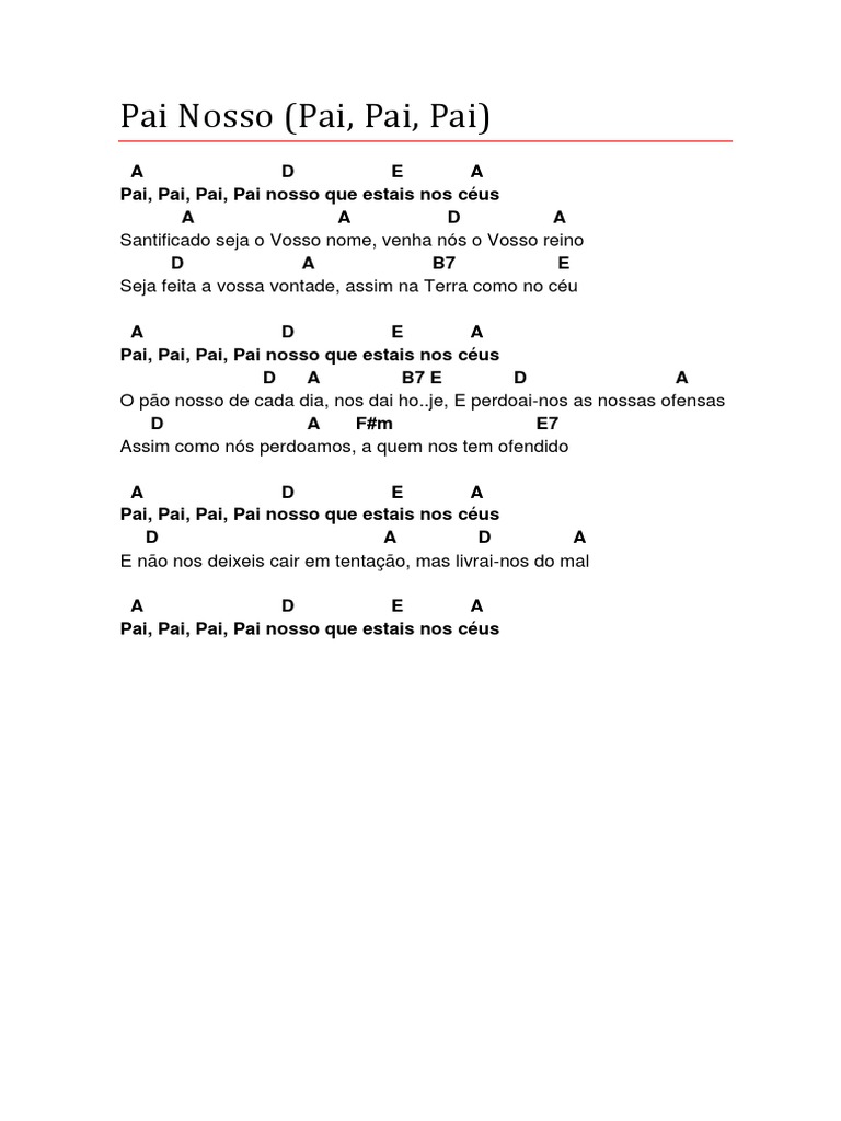 (Cifra) Pai Nosso (Pai, Pai, Pai) PDF