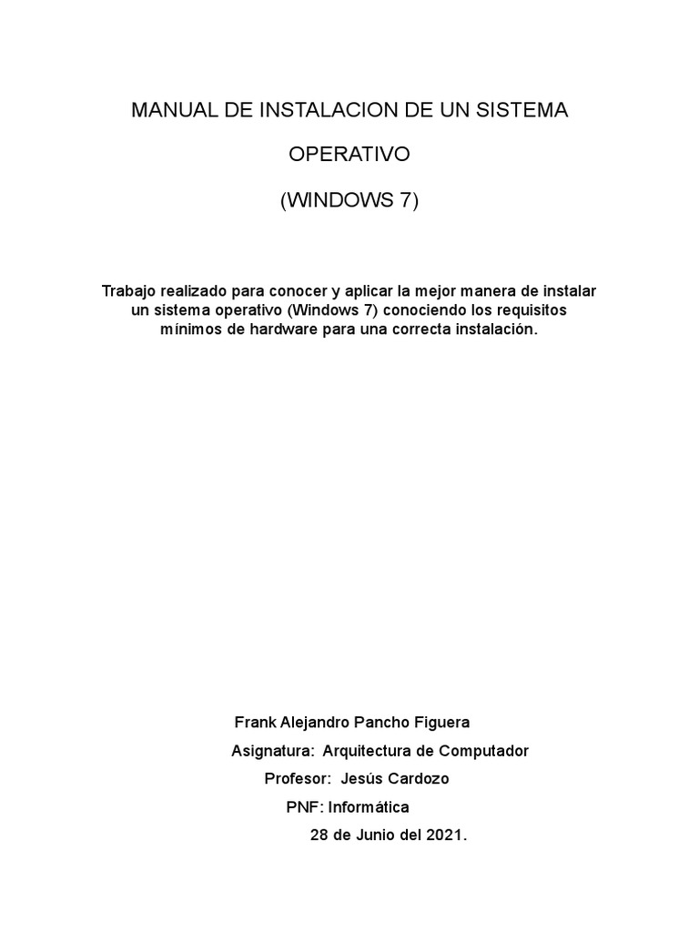 Instalación de Windows 7: Guía Paso a Paso | PDF | Bios | Microsoft Windows