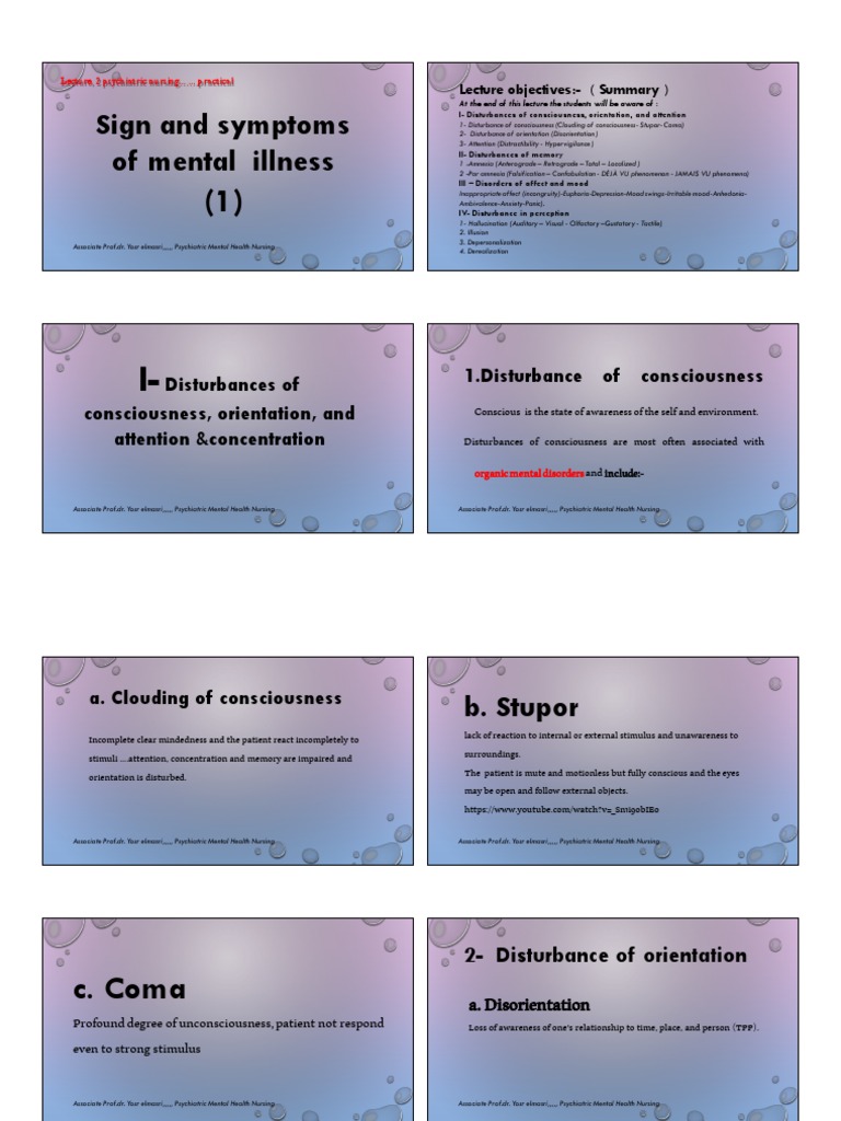Sign and Symptoms of Mental Illness PDF Hallucination Mental Disorder