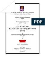 Assignment: Past Year Exam Questions (2009) : Faculty of Information Management Universiti Teknologi Mara