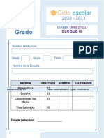 2 Grado Examen Trimestral Bloque III 2020 2021