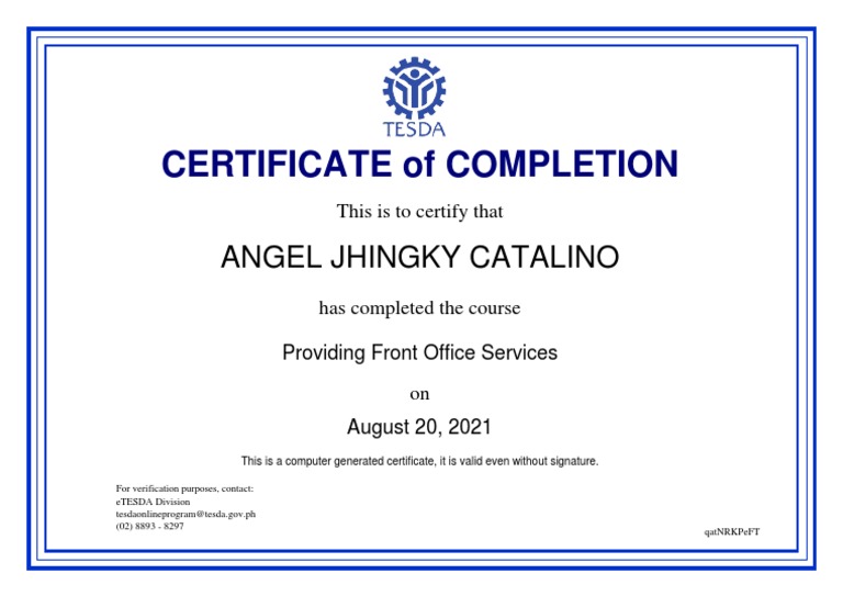 Providing FOS - Certificate of Completion | PDF