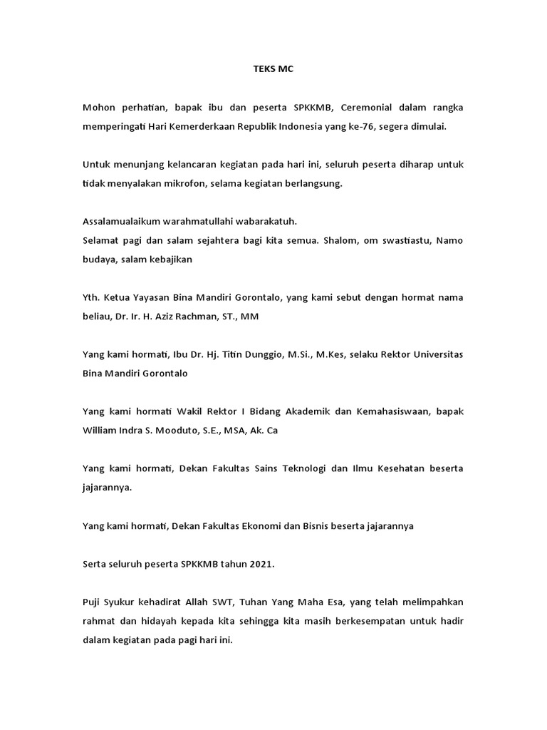 Ceremonial Hari Kemerdekaan RI ke-76 | PDF | Ilmu Sosial | Kajian ...