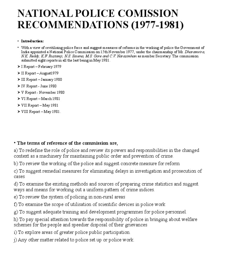 National Police Commission 1977 Report Summary | PDF