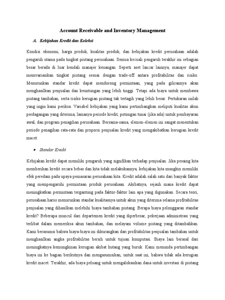 Account Receivable and Inventory Management | PDF | Pengelolaan ...