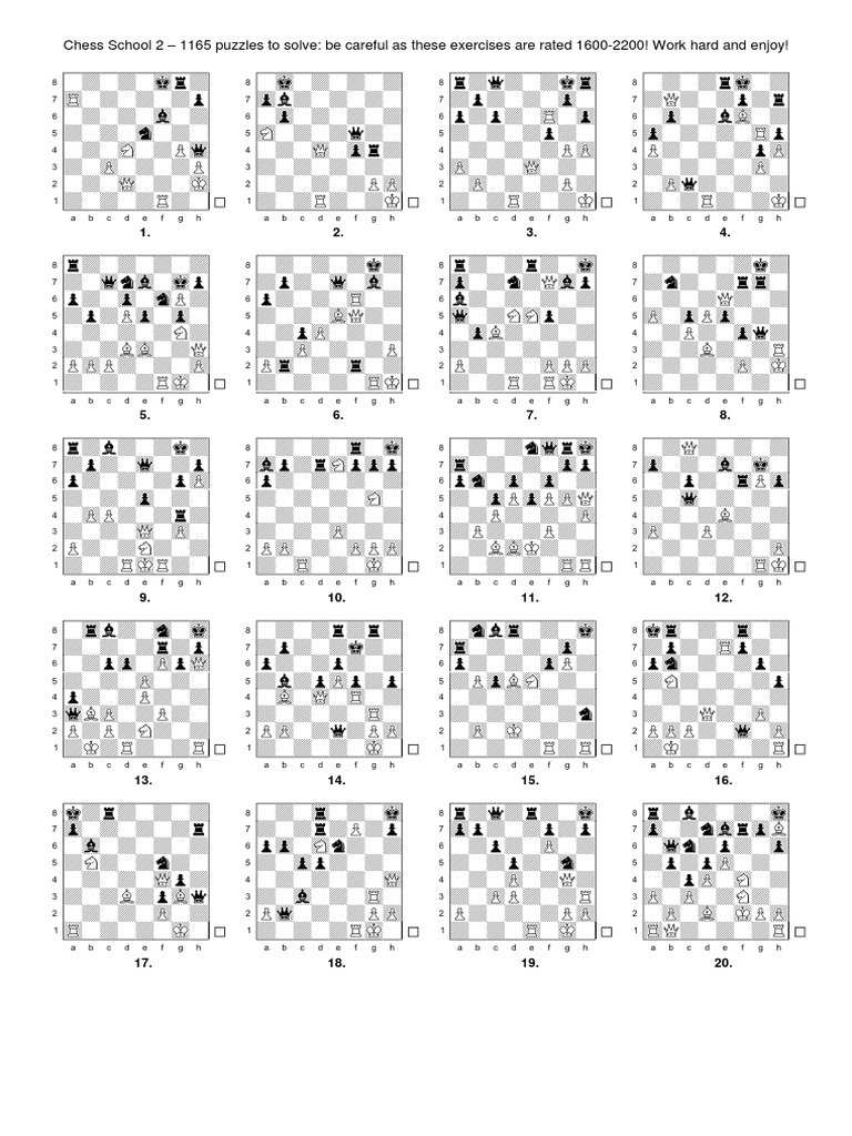 A Collection of 1165 Chess Puzzles Ranging from 1600 to 2200 Elo