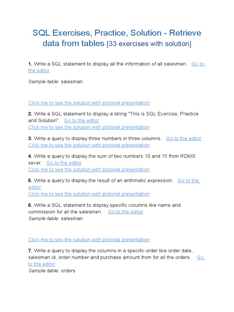 Retrieve Data From Tables | PDF | Table (Database) | Sql