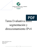 Tarea Evaluativa Sobre Segmentación Y Direccionamiento Ipv4: Nombre: Osmel Gómez Acosta Numero de Lista: 11 Grupo: Tl-61