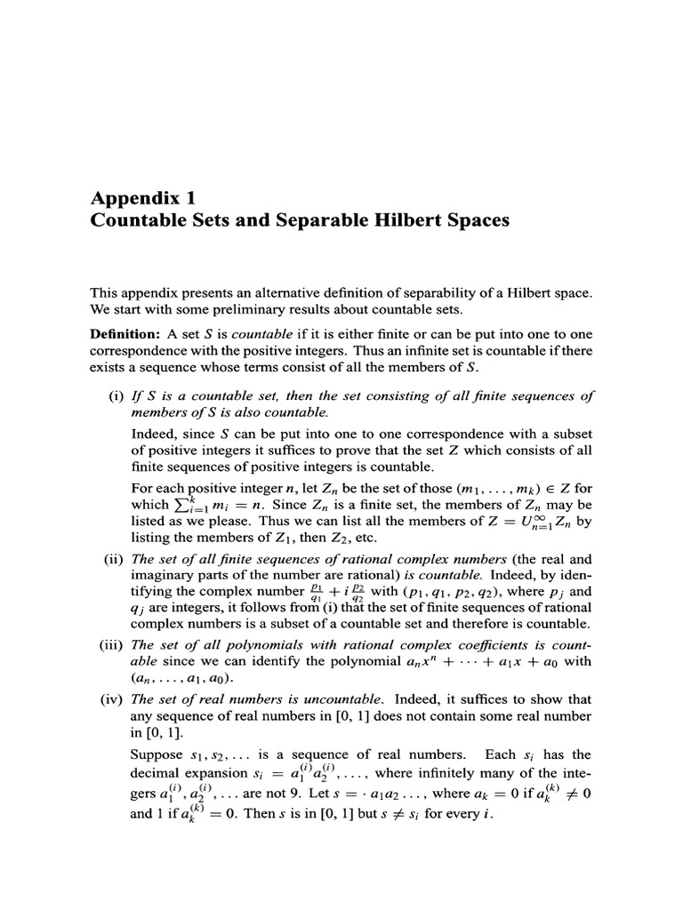 Countable Sets and Separable Hilbert Spaces | PDF | Integral | Operator ...