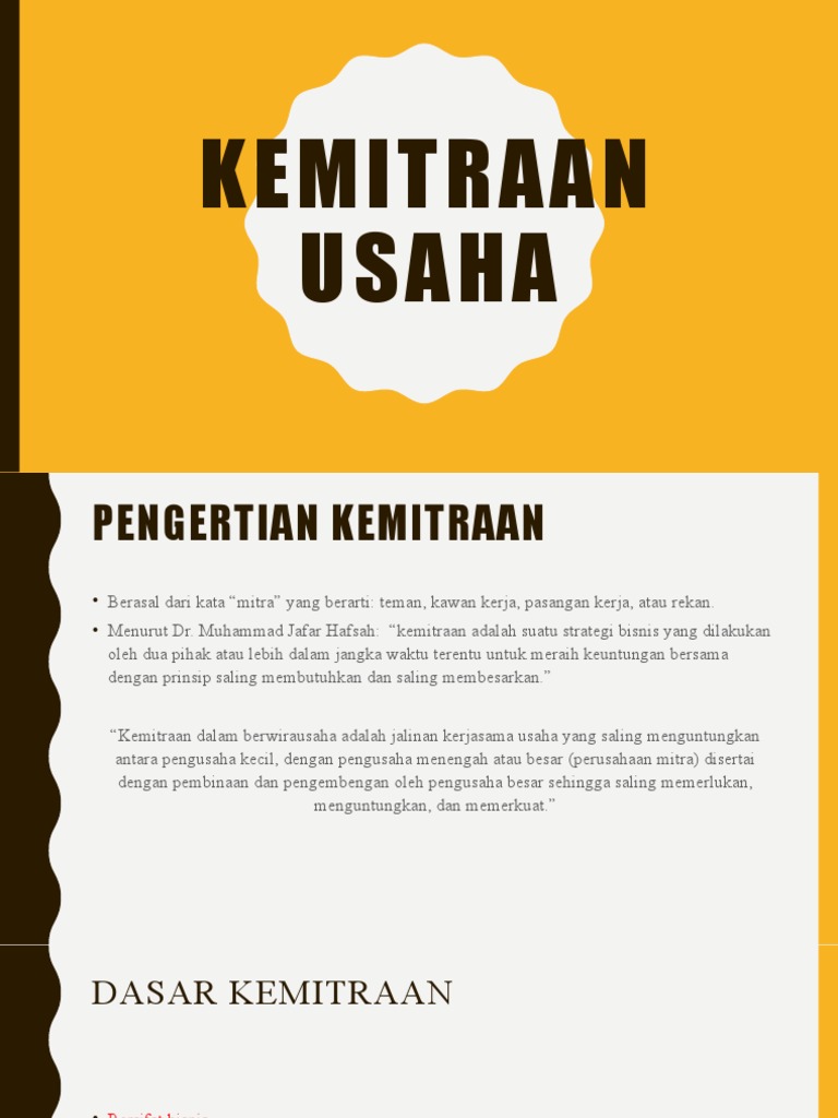 Panduan Lengkap Kemitraan Usaha | PDF | Karier & Perkembangan | Bisnis