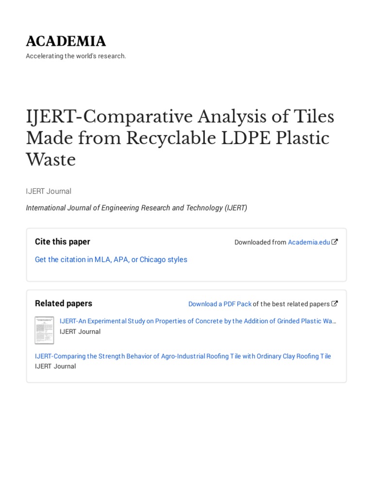 LDPE Plastic Waste Tiles Analysis | PDF | Plastic | Waste Management