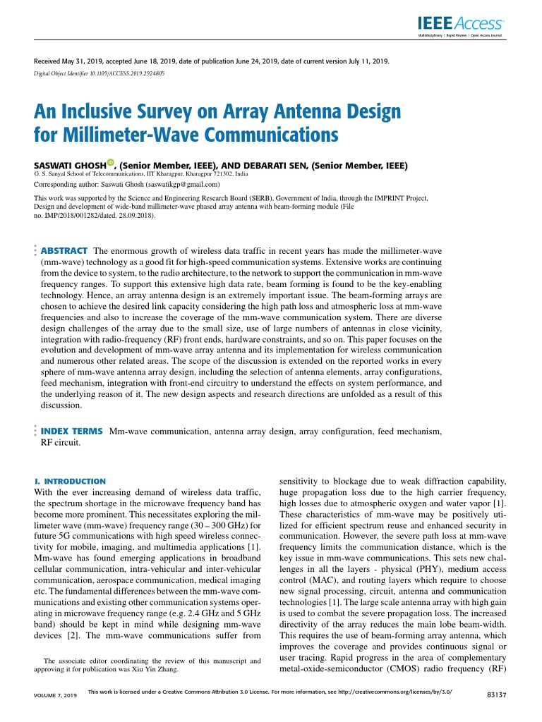 Array Antenna Design for mm-Wave Communication | PDF | Extremely High ...