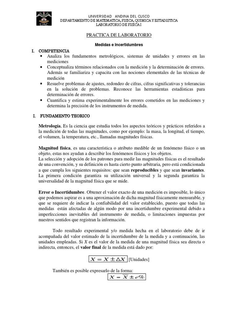 Incertidumbre en Mediciones Físicas | PDF | Medición | Incertidumbre