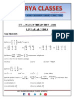 Iit - Jam Mathematics - 2022 Linear Algebra Matrices Assignment - 2