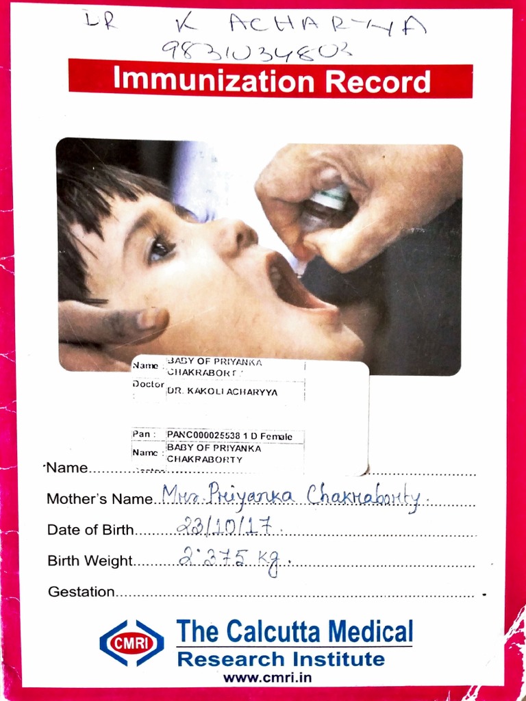 Immunisation Card 1 | PDF | Vaccines | Pediatrics