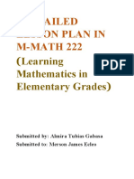Detailed Lesson Plan in M-MATH 222: (Learning Mathematics in Elementary Grades)