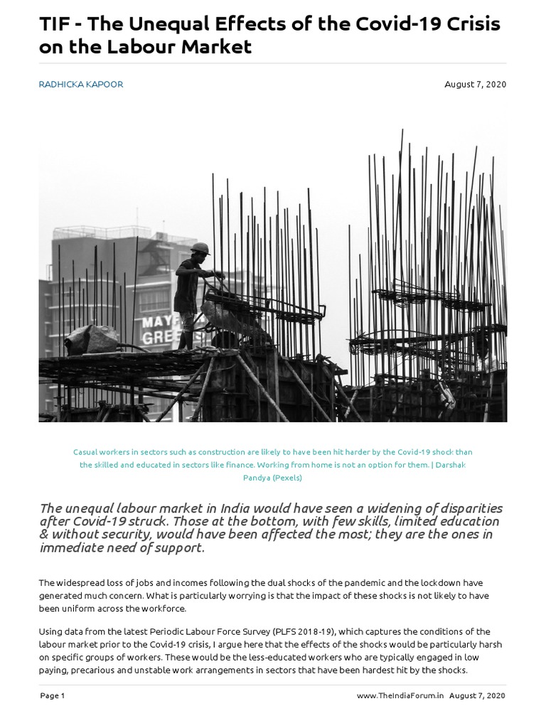 The Unequal Effects of The Covid 19 Crisis On The Labour Market | PDF ...
