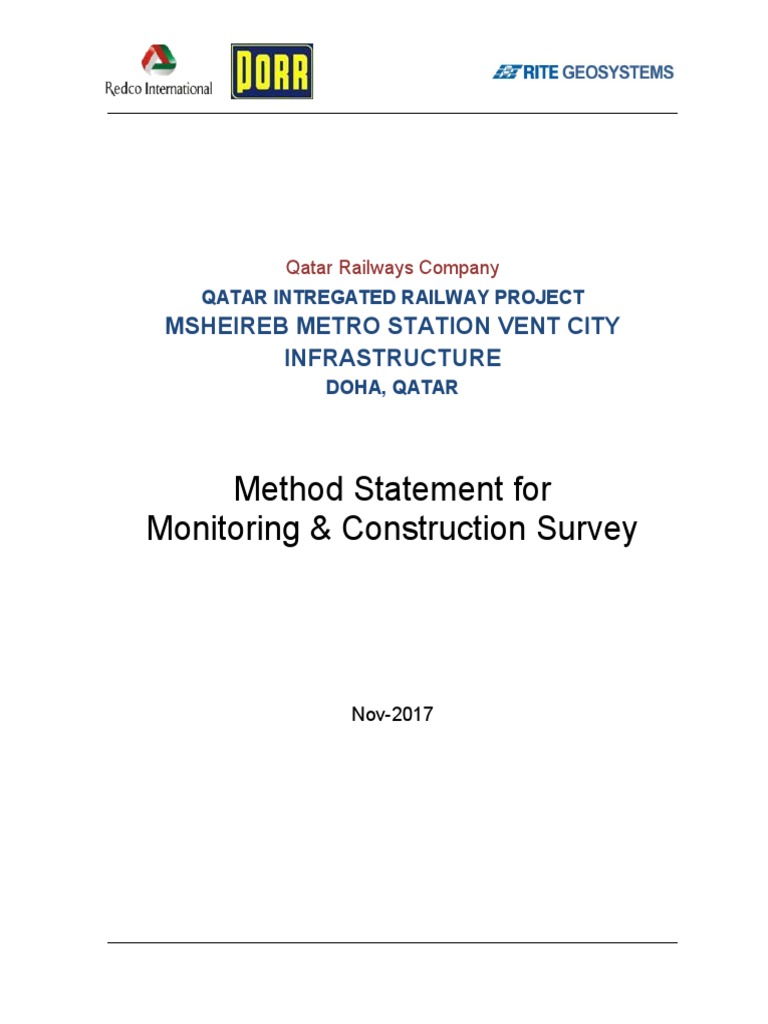 Monitoring & Survey Method Statement | PDF | Surveying | Cartesian ...