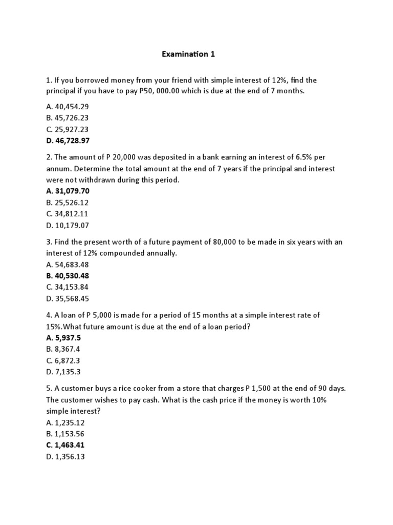 Engineering Economics Exam Questions | PDF | Depreciation | Interest