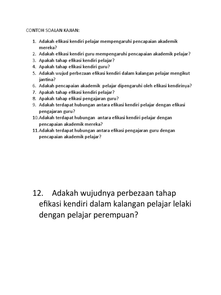 CONTOH SOALAN KAJIAN