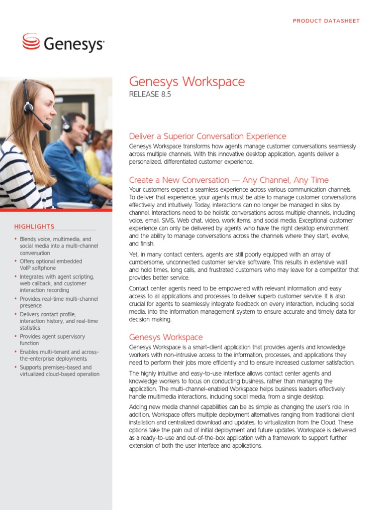 Genesys Workspace: Deliver A Superior Conversation Experience | PDF