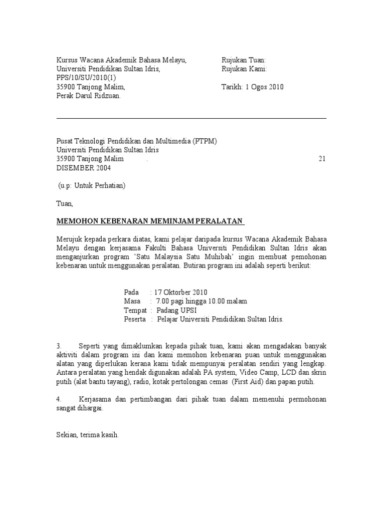 Surat Pinjam Barang