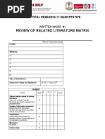 Review of Related Literature Matrix: Practical Research 2: Quantitative