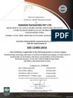 ISO 13485 Certificate - Manson Packaging