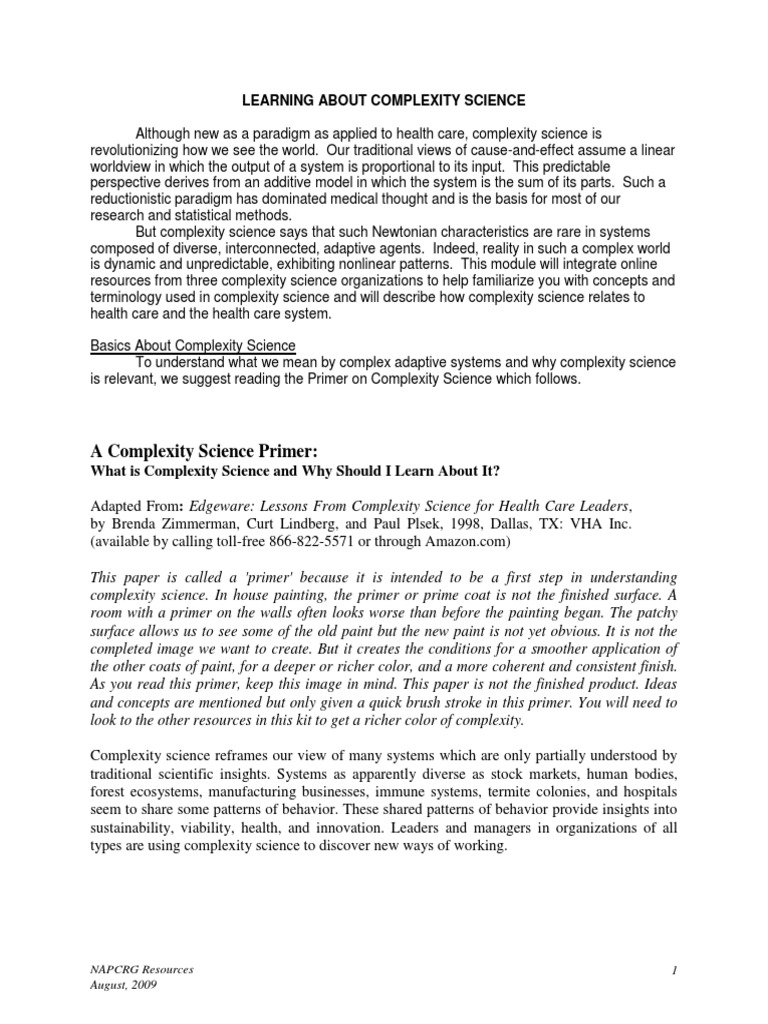 Beginner Complexity Science Module Pdf Science System