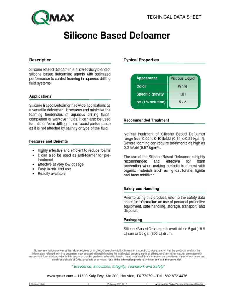 Silicone Based Defoamer Pdf Silicone Foam