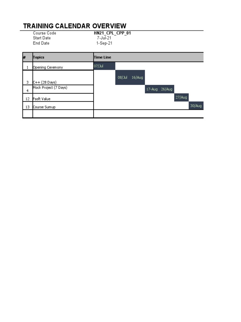 C++ Training Calendar Overview | PDF | Programming | Constructor ...