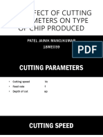 The Effect of Cutting Parameters On Type of Chip Produced: Patel Jainik Manojkumar 18ME039