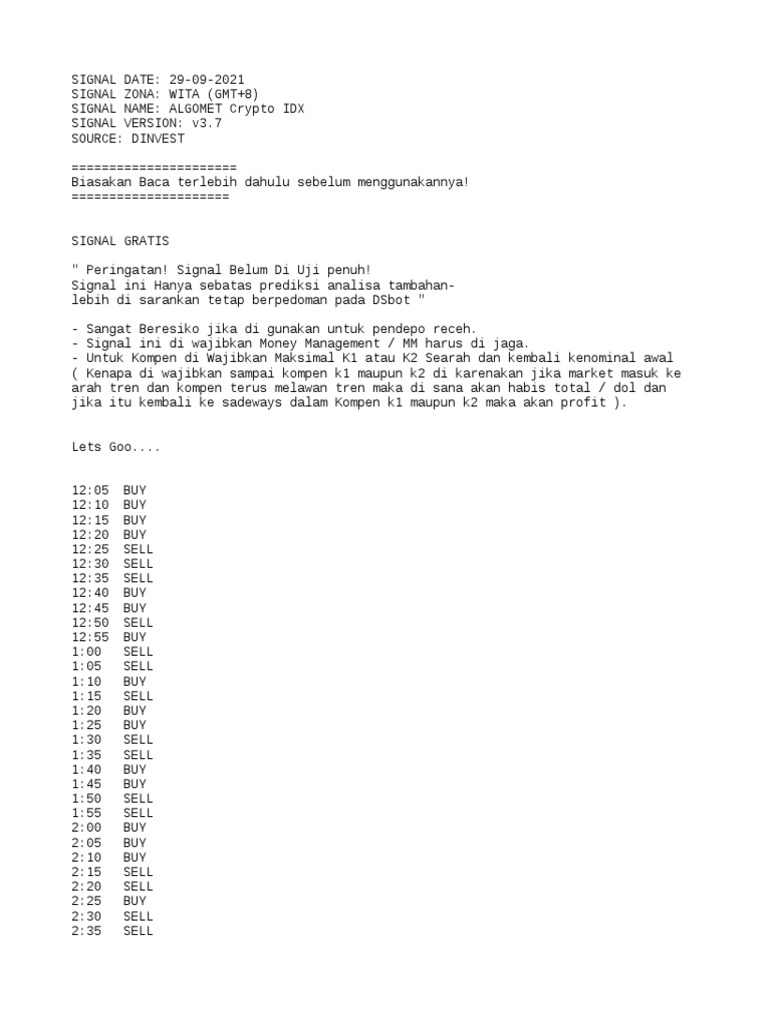 Algomet Crypto IDX Trading Signals | PDF | Lifestyle