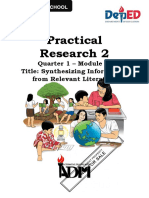 Practical Research 2: Quarter 1 - Module 3 Title: Synthesizing Information From Relevant Literature