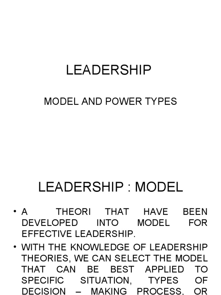 Leadership Models & Power Types | PDF | Power (Social And Political ...