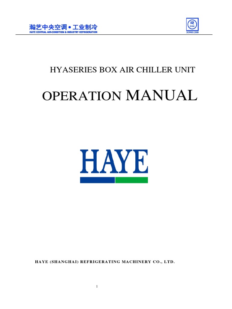 Chiller Manual | Download Free PDF | Heat Exchanger | Power Supply