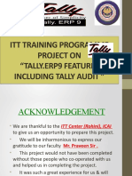 Itt Training Programme Project On "Tally - Erp9 Features Including Tally Audit "