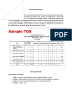 Assessment in Learning 1 Table of Specifications
