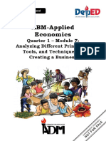 ABM Applied Economics Module 7 Analyze Different Principles Tools and Techniques in Creating A Business