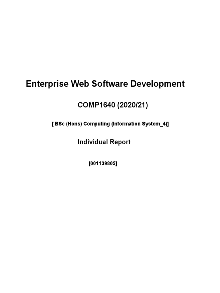Enterprise Web Software Development: COMP1640 (2020/21) | PDF | Scrum ...