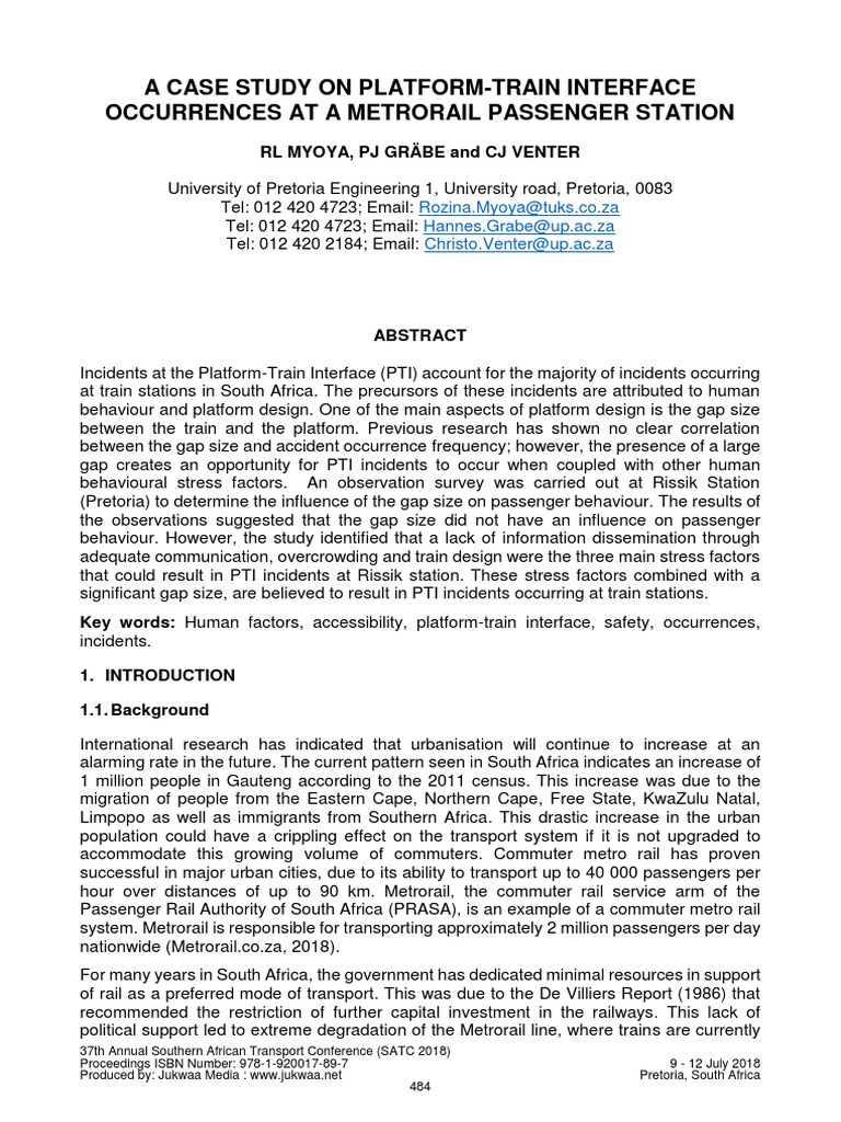 A Case Study On Platform-Train Interface | PDF | Train | Rail Transport