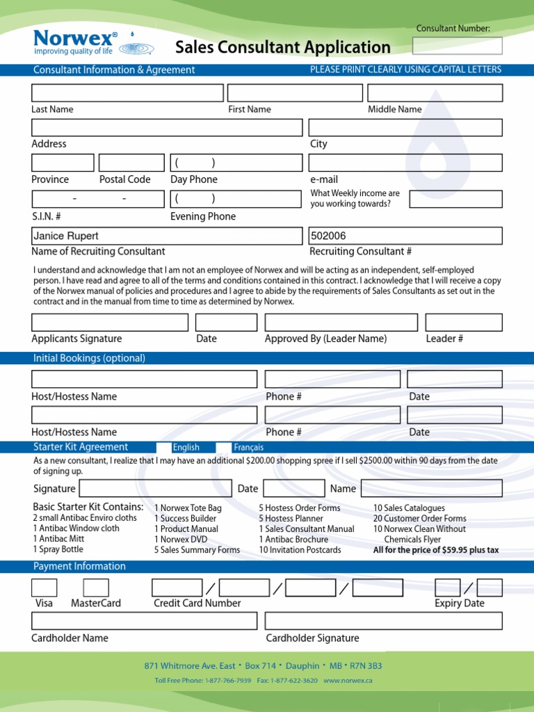 Norwex Printable Order Form - Printable Forms Free Online