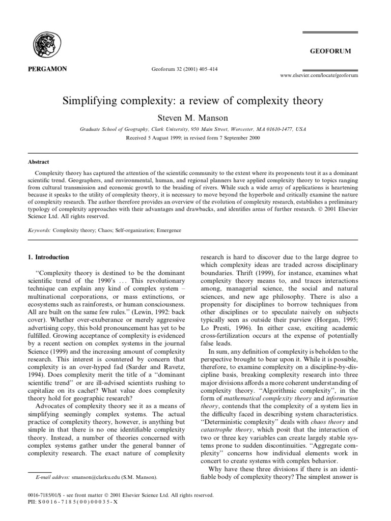 Manson (2001) Simplifying Complexity | PDF | Chaos Theory | Attractor