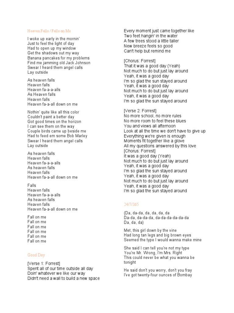 Surfaces Songs Lyrics PDF