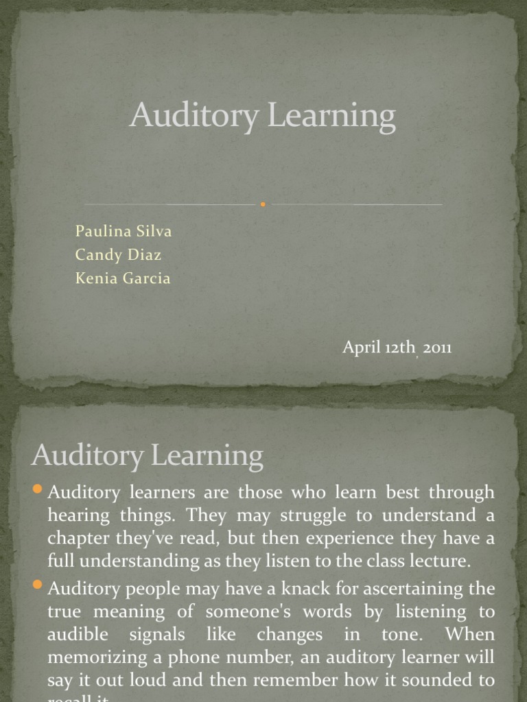 Understanding Auditory Learners | PDF | Career & Growth | Language Arts ...